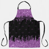 Tablier Parties scintillant violet noir goutte girly monog (Recto)