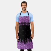 Tablier Parties scintillant violet noir goutte girly monog (Porté)