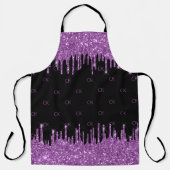 Tablier Parties scintillant violet noir gouttes initiales  (Recto)