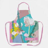 Tablier Pastel Abstrait Floral Nom personnalisé (Recto)