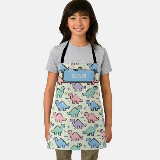 Tablier Pastel Arcade Dinosaur Pixel Silhouettes Motif (Insitu)