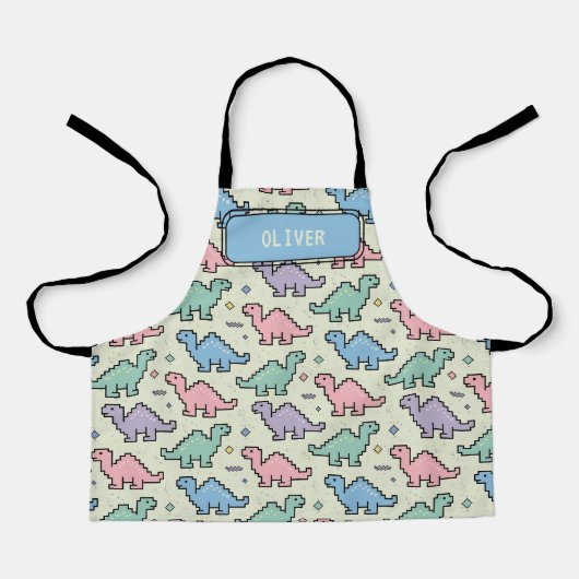 Tablier Pastel Arcade Dinosaur Pixel Silhouettes Motif (Recto)