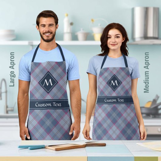 Tablier Pastel Bleu et Tartan rose