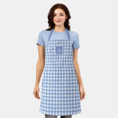 Tablier Pastel Blue En vichy Chèque Plaid Monogramme moder (Porté)