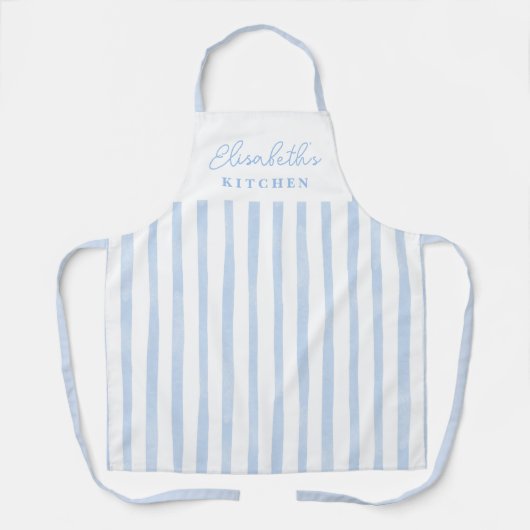 Tablier Pastel Blue Stripes Name Apron (Recto)