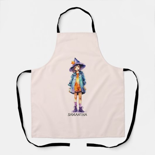 Tablier Pastel Cute Witch Girl Halloween esthétique (Recto)
