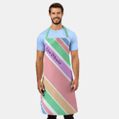 Tablier Pastel Diagonal moderne en bande personnalisée (Porté)