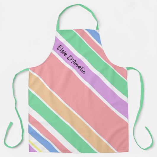 Tablier Pastel Diagonal moderne en bande personnalisée (Recto)