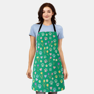 Tablier Pastel Empreinte de patte et Floral Apron