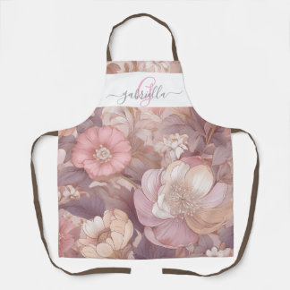 Tablier Pastel Floral personnalisé avec nom et monogramme