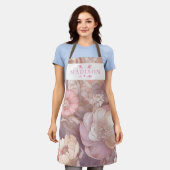 Tablier Pastel Floral personnalisé avec nom et monogramme (Porté)