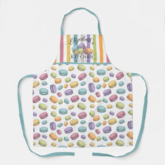 Tablier Pastel French Macaron Cookie Motif Monogramme (Recto)