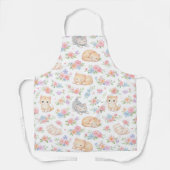 Tablier Pastel Kitten and Floral Pattern Kitchen Apron (Recto)