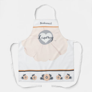 Tablier Pastel Peach Botanique Bridesmaid Mariage Apron