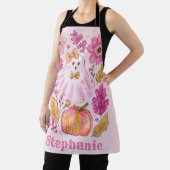 Tablier Pastel Pink Halloween Ghost with Custom Name (Insitu)