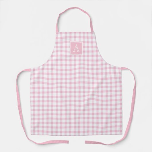 Tablier Pastel Rose En vichy Chèque Plaid Monogramme moder (Recto)