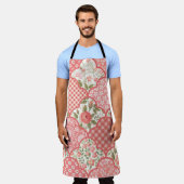 Tablier Pastel Rose Motif à patchwork floral (Porté)