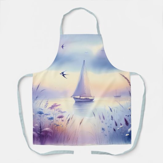 Tablier Pastel Sailboat Coastal Dreamscape (Recto)