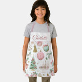 Tablier Pastel Whimsical Christmas Kids Apron Custom Name (Insitu)