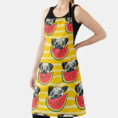 Tablier Pastèque de chien de carlin : Été sans couture. (Insitu)