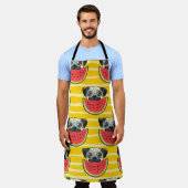 Tablier Pastèque de chien de carlin : Été sans couture. (Porté)