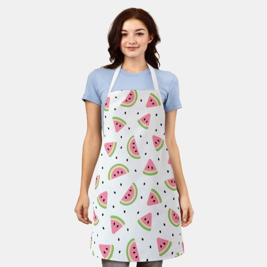 Tablier Pastèque rose, Graines de pastèque, Motif d'été (Porté)