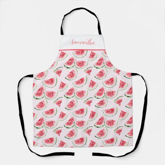 Tablier Pastèque rose mignonne personnalisée (Recto)