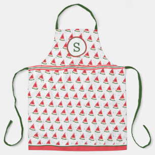 Tablier Pastèque sur éclaboussure monogrammée