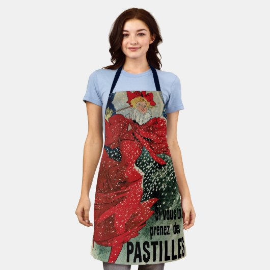 Tablier Pastilles Geraudel anciennes de style Art Nouveau (Porté)