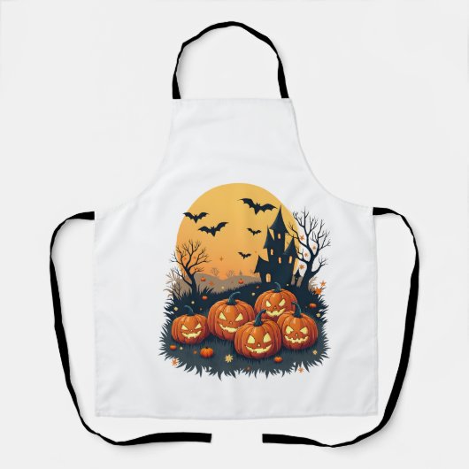 Tablier Patch de citrouille effrayant � T-shirt rétro Hall (Recto)