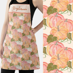 Tablier Patch de citrouilles à l'aquarelle mignon nom pers