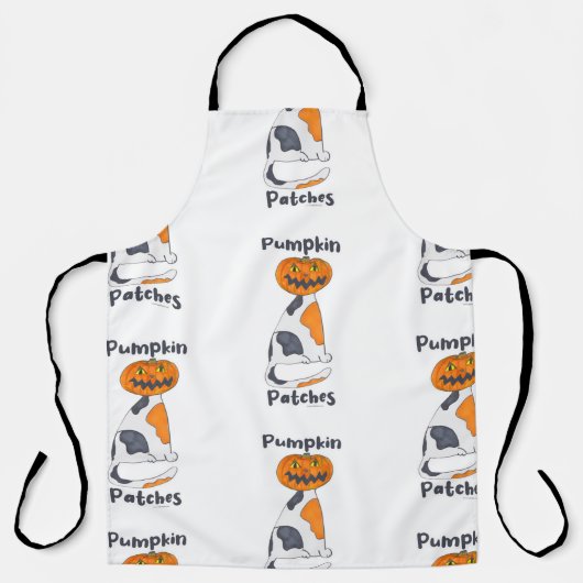 Tablier Patches Citrouilles mignonnes Halloween Calico Mot (Recto)