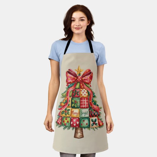 Tablier Patchwork Arbre de Noël Coquette Arbre de Noël (Porté)