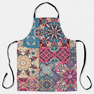 Tablier patchwork floral : vintage à damiers motif.