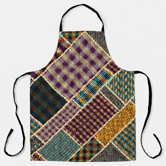Tablier Patchwork indien : Imitation Toile Texturée. (Recto)