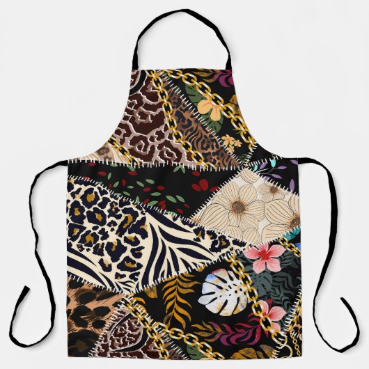 Tablier Patchwork Leopard : Ethnic Lining Design. (Recto)