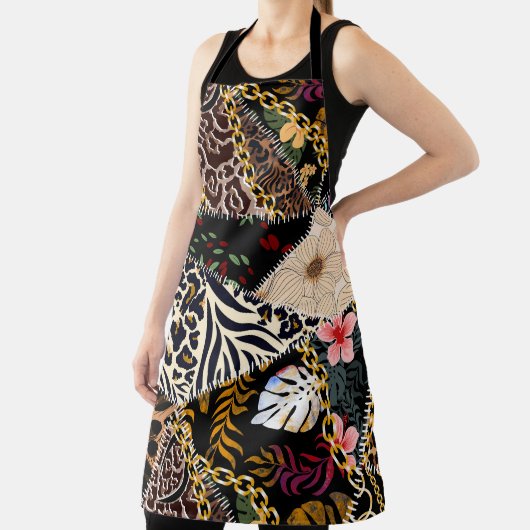 Tablier Patchwork Leopard : Ethnic Lining Design. (Insitu)