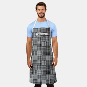 Tablier Patchwork Prépa Madras Noir Gris Blanc