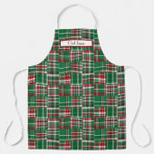 Tablier Patchwork Prépa Madras Rouge Foncé Vert Blanc (Recto)