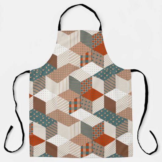 Tablier Patchwork Stars Vintage Brown Vert (Recto)