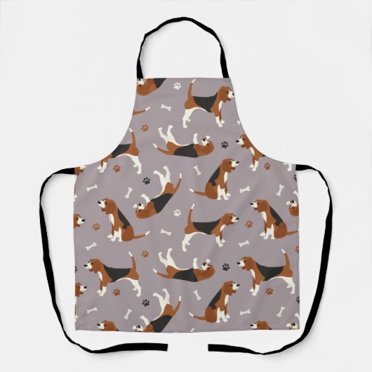Tablier Pâtes et os Beagle mignons Gris (Recto)