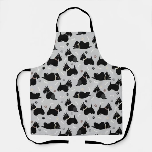 Tablier Pâtes et os de Terrier écossais noir (Recto)