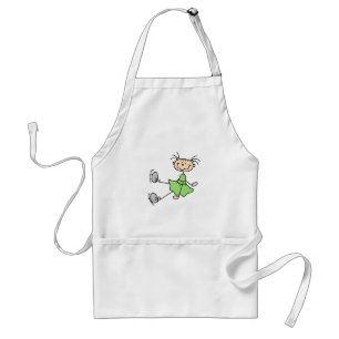 Tablier Patineuse artistique en robe verte T-shirts et Cad
