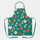 Tablier Patins à glace et flocons de neige Monogramme Turq (Recto)
