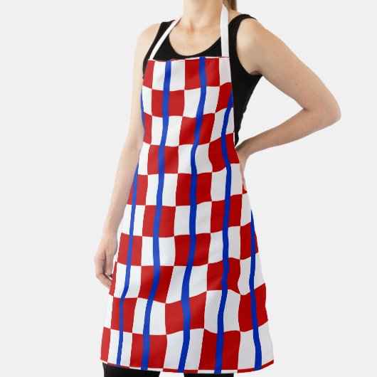 Tablier Patriotic Checkerboard Kitchen Apron (Insitu)