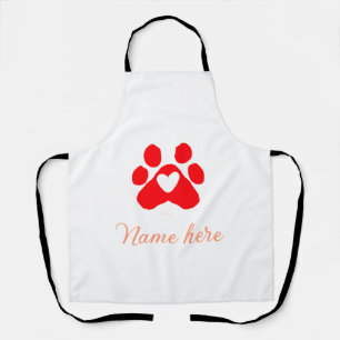 Tablier Patte de chien cœur rouge animal familier ajouter