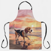 Tablier Patte Sableuse Chien Beagle sur la Plage au Couche (Recto)