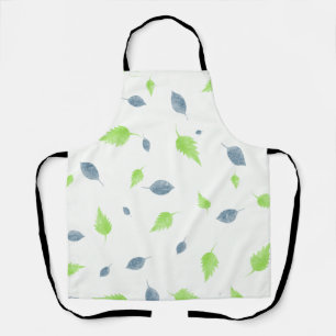Tablier Pattern Blue & Green Leaves