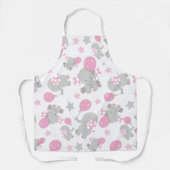 Tablier Pattern of Elephants, Cute Elephants - Pink Gray (Recto)