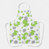 Tablier Pattern of Green Elephants, Cute Elephants, stars (Recto)